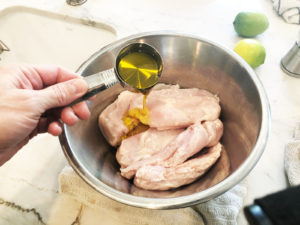 Lime Salt BBQ Chicken Adding Oil